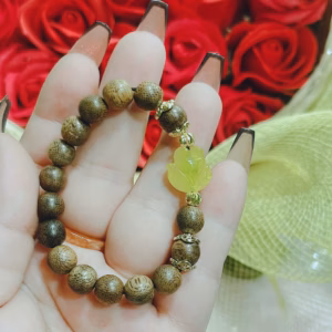 Vòng Tay Trầm Hương Tốc Phối Hồ Ly Cẩm Thạch Vàng Thiên Nhiên - Thắng Giang