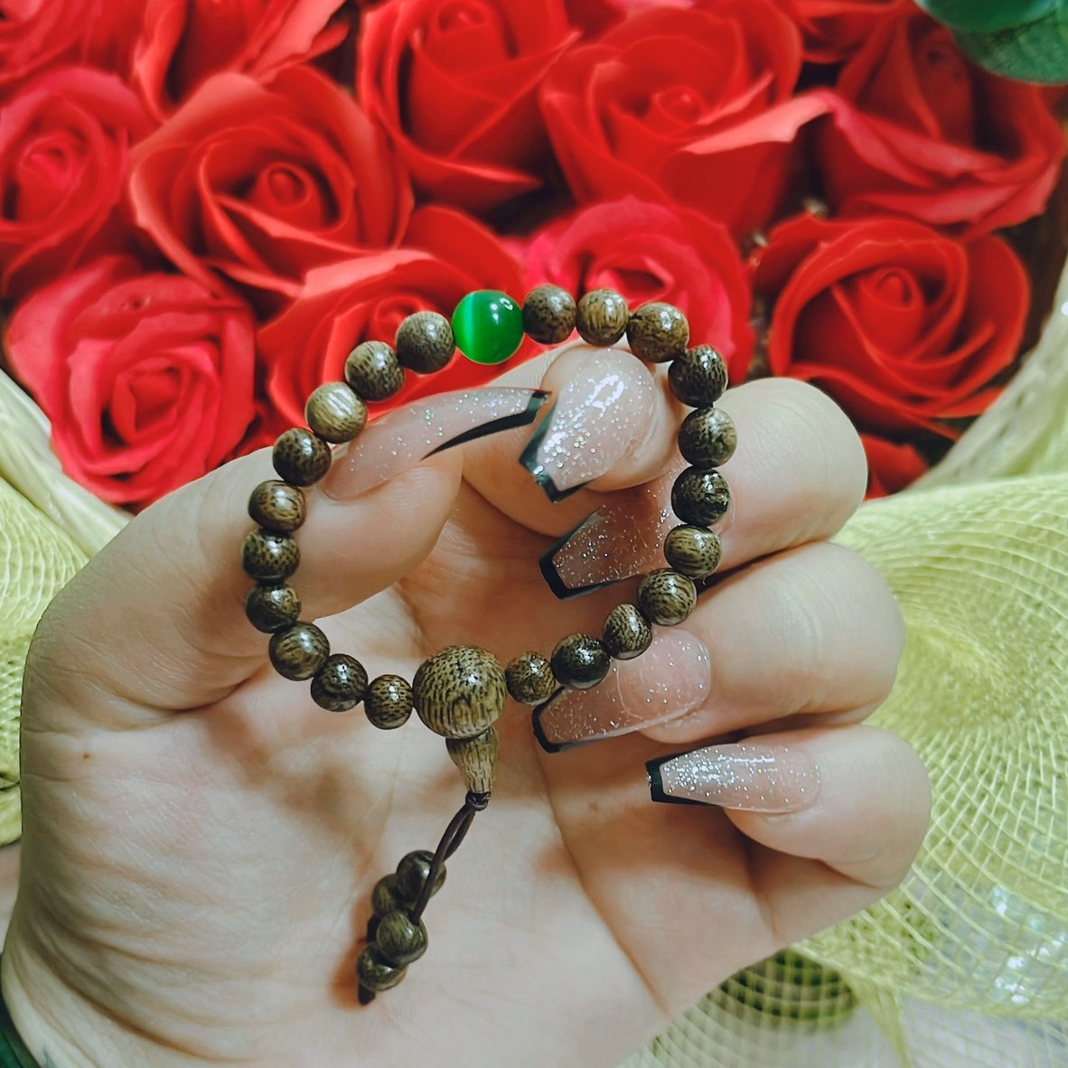 Vòng Tay Trầm Hương Tốc Thiên Nhiên Cho Bé Phối Hạt Ngọc - Thắng Giang - Ảnh 3