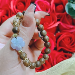 Vòng Tay Trầm Hương Tốc Phối Hoa Mai Ngọc Cẩm Thạch Phớt Tím Thiên Nhiên - Thắng Giang