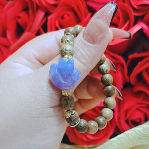 Vòng Tay Trầm Hương Tốc Phối Hồ Ly Ngọc Cẩm Thạch Tím Môn Thiên Nhiên - Thắng Giang