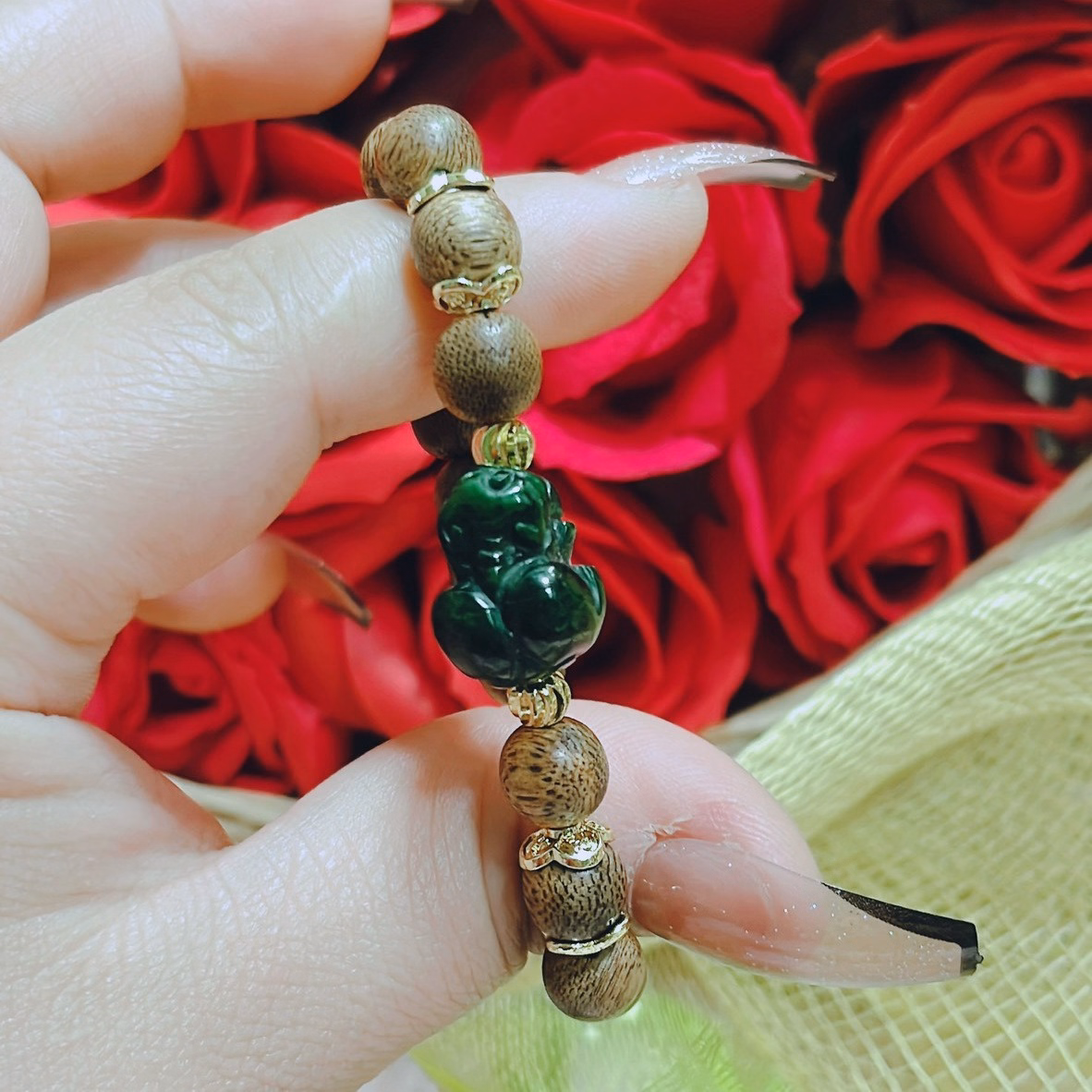 Vòng Tay Trầm Hương Tốc Phối Tì Hưu Ngọc Cẩm Thạch Sơn Thủy Thiên Nhiên Vip - Thắng Giang - Ảnh 2