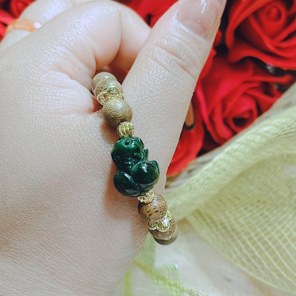 Vòng Tay Trầm Hương Tốc Phối Tì Hưu Ngọc Cẩm Thạch Sơn Thủy Thiên Nhiên Vip - Thắng Giang - Ảnh 5