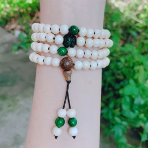 Vòng Tay Dâu Tằm Phối Túi Tiền Ngọc Cẩm Thạch Sơn Thủy Thiên Nhiên 108 Hạt - Thắng Giang