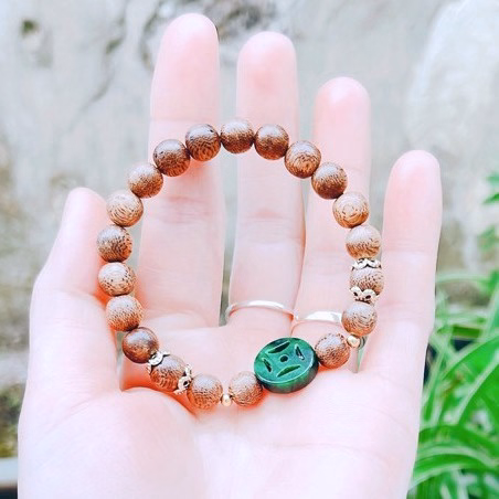 Vòng Tay Trầm Hương Tốc Phối Xu Kim Tiền Cẩm Thạch Sơn Thủy Thiên Nhiên - Thắng Giang - Ảnh 4