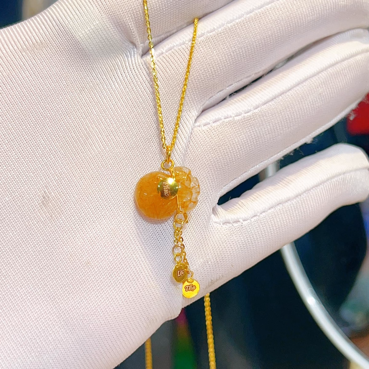 Mặt Dây Chuyền Thạch Anh Tóc Thiên Nhiên Bọc Vàng Tây 10 Kara - Thắng Giang - Ảnh 4