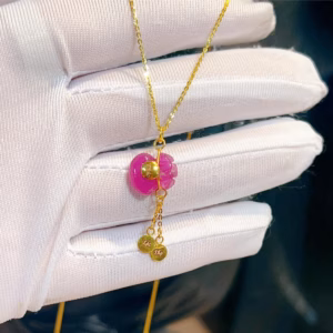 Mặt Dây Chuyền Túi Tiền Đá Ruby Thiên Nhiên Bọc Vàng Tây 10 Kara - Thắng Giang