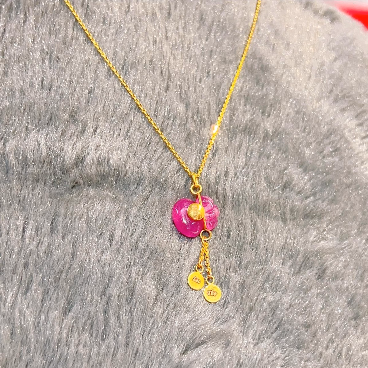 Mặt Dây Chuyền Túi Tiền Đá Ruby Thiên Nhiên Bọc Vàng Tây 10 Kara - Thắng Giang - Ảnh 3