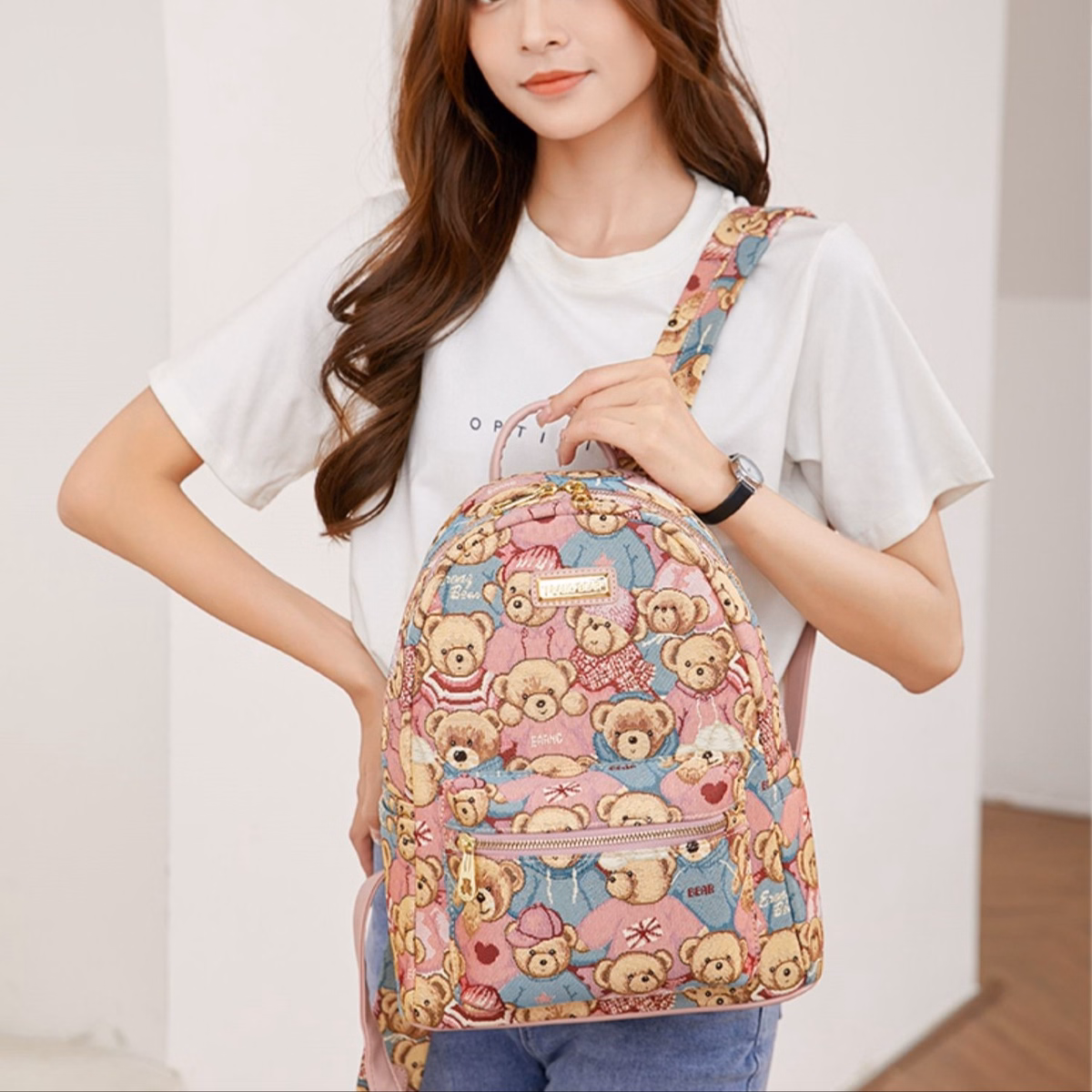 Balo Nữ Gấu Hồng Size Lớn Và Trung Đi Chơi, Đi Làm Chống Nước - Ausa House - Ảnh 6