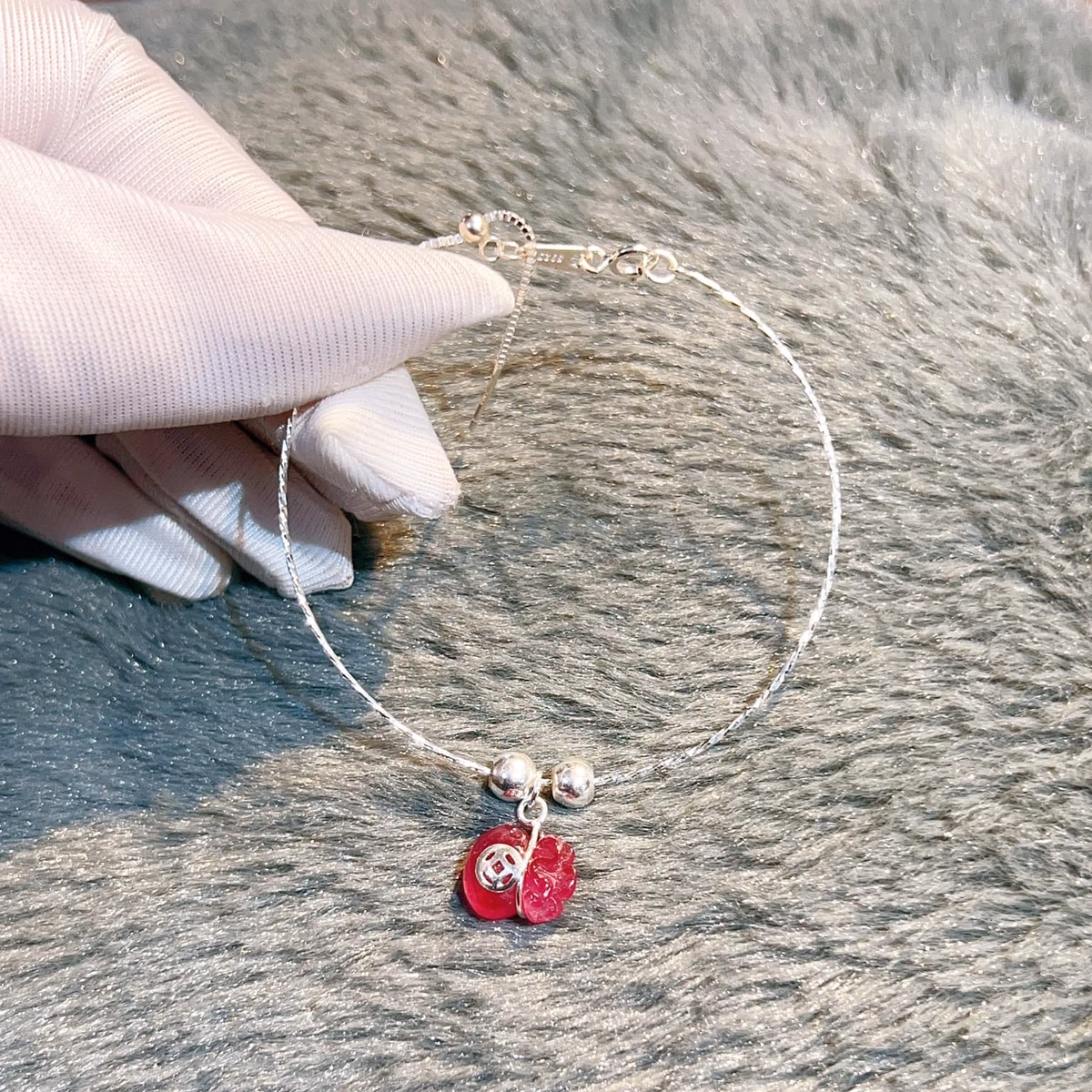 Lắc Tay Bạc Ta Chuẩn Phối Túi Tiền Ruby Thiên Nhiên - Thắng Giang - Ảnh 2