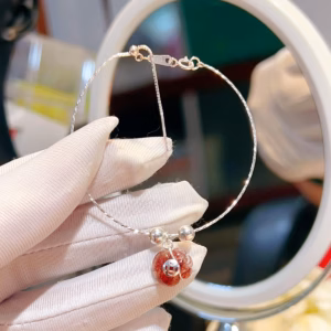 Lắc Tay Bạc Ta Chuẩn Phối Túi Tiền Thạch Anh Tóc Đỏ Thiên Nhiên - Thắng Giang