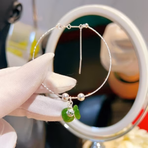 Lắc Tay Bạc Ta Chuẩn Phối Túi Tiền Ngọc Bích Thiên Nhiên - Thắng Giang