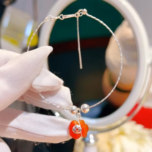 Lắc Tay Bạc Ta Phối Túi Tiền Ngọc Cẩm Thạch Huyết Thiên Nhiên - Thắng Giang