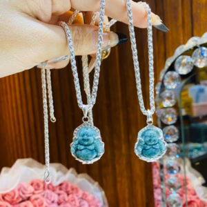 Dây Chuyền Bé Trai Bạc Ta Phối Mặt Phật Di Lặc Ngọc Cẩm Thạch Thiên Nhiên - Thắng Giang