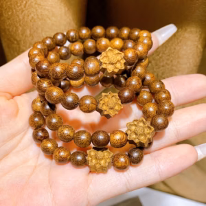 Vòng Tay Trầm Hương Tốc Phối Sen Size 8 Ly - Thắng Giang