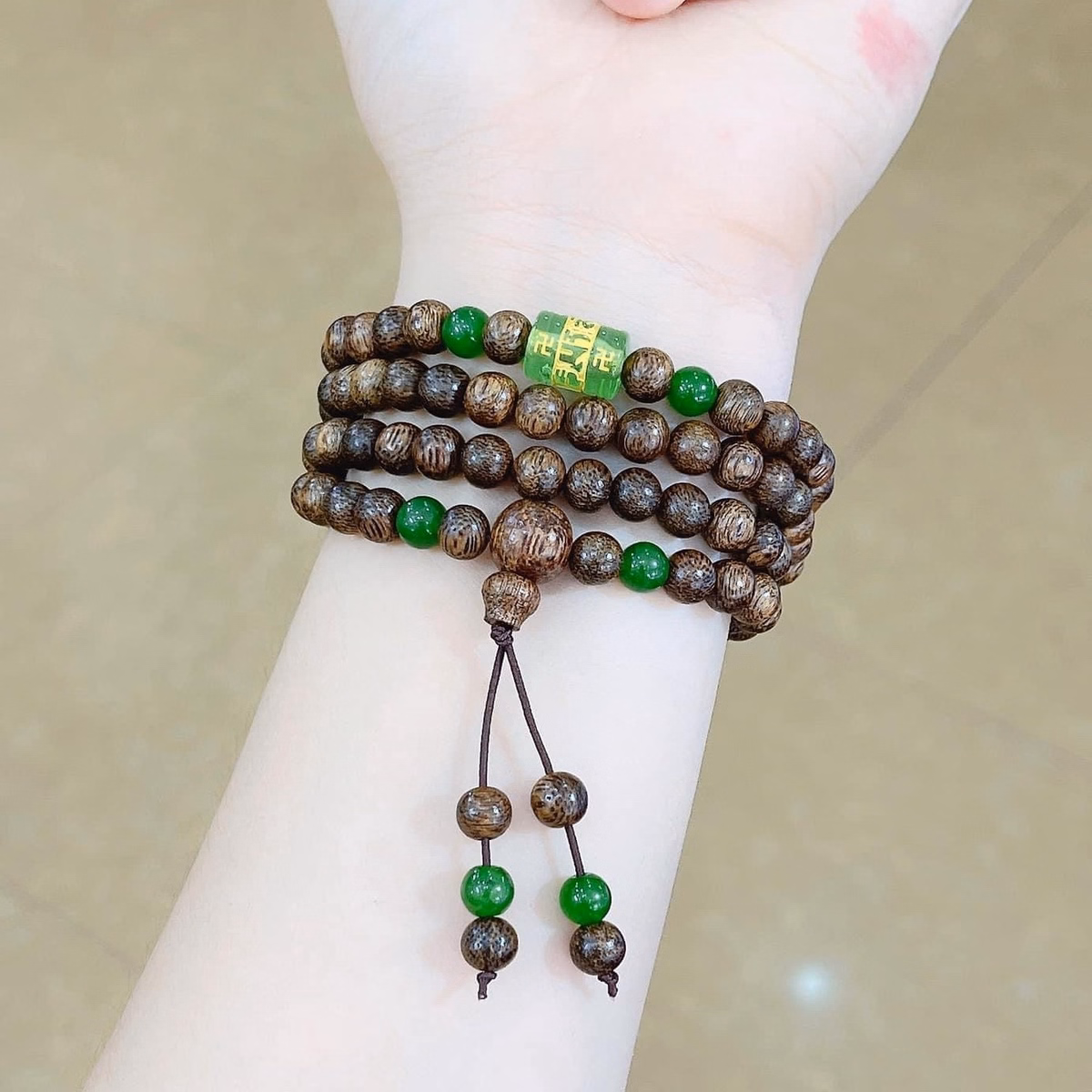 Vòng Tay Trầm Hương Tốc Thiên Nhiên 108 Hạt Phối Lu Trú Bình An - Thắng Giang - Ảnh 6