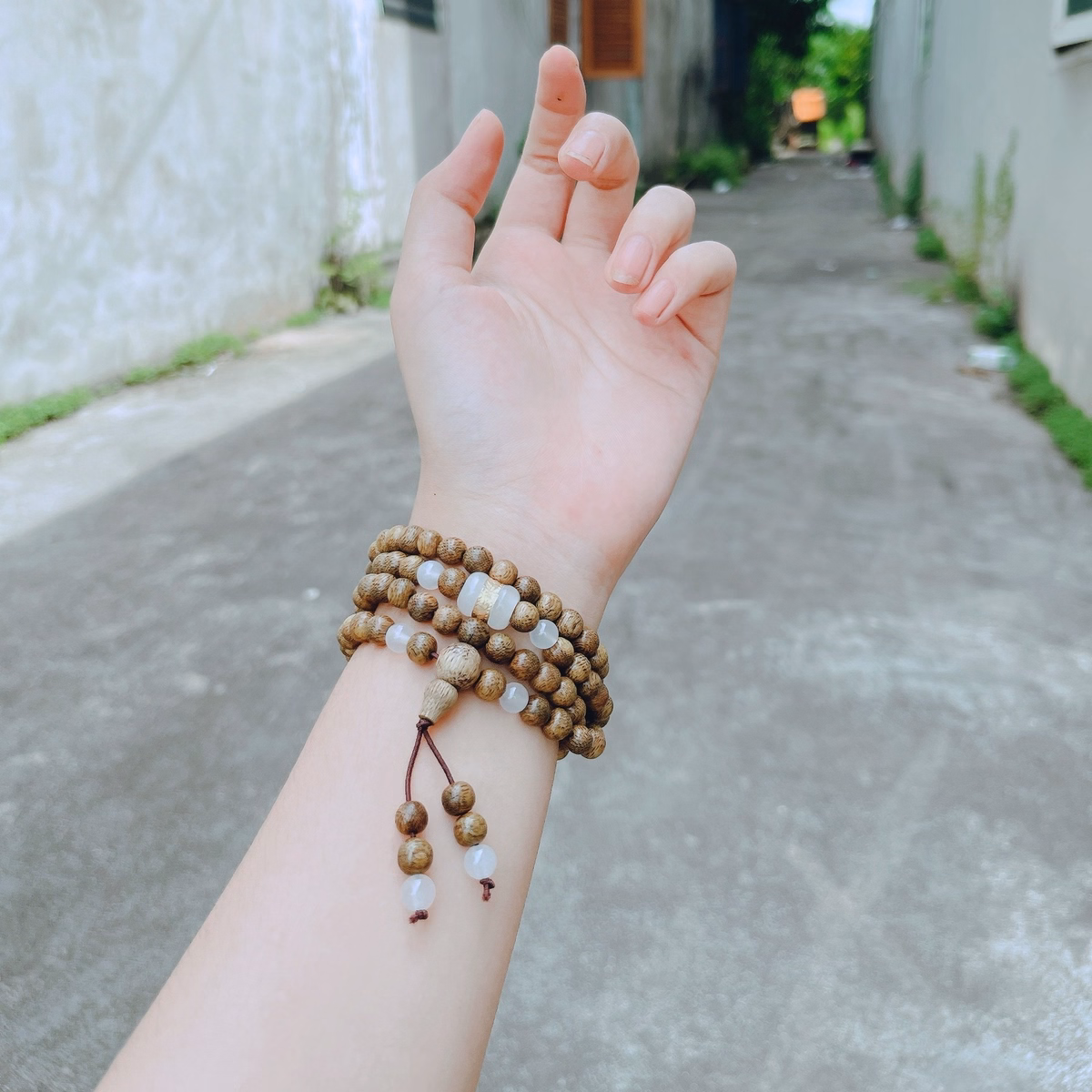 Vòng Tay Trầm Hương Tốc Thiên Nhiên 108 Hạt Phối Lu Thống Giác Vàng 24Kara - Thắng Giang - Ảnh 10