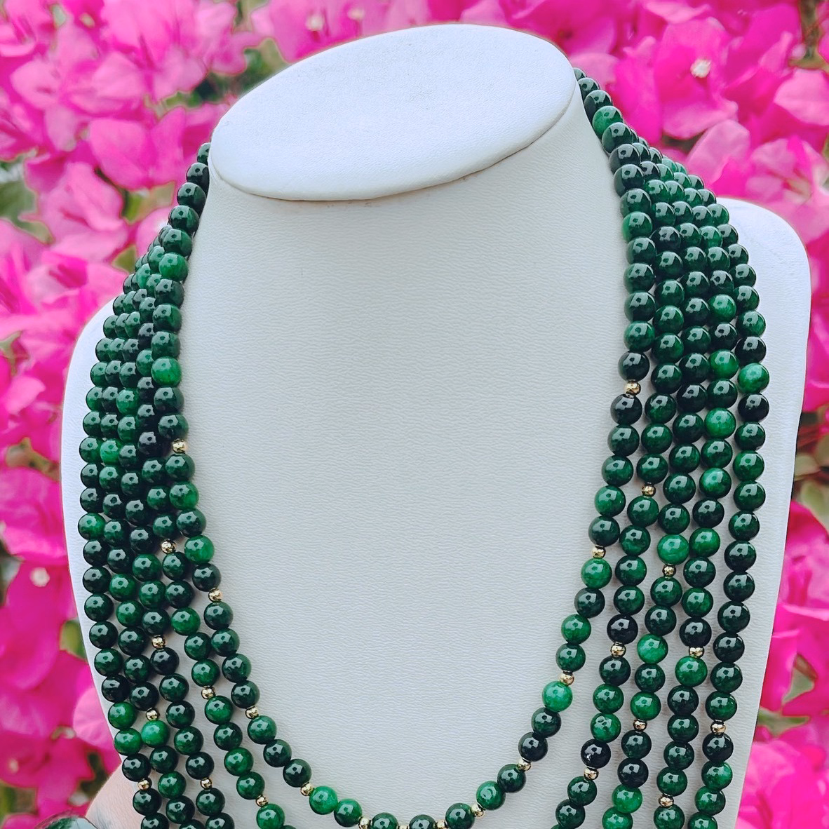 Chuỗi Vòng Cổ Ngọc Cẩm Thạch Hầu Dâng Năm Tầng - Thắng Giang - Ảnh 3