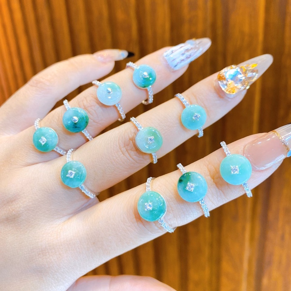 Nhẫn Đồng Điếu Ngọc Cẩm Thạch Thiên Nhiên Bọc Bạc Ta Vân Giao Động - Thắng Giang - Ảnh 3