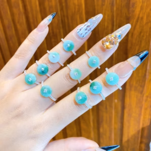 Nhẫn Đồng Điếu Ngọc Cẩm Thạch Thiên Nhiên Bọc Bạc Ta Vân Giao Động - Thắng Giang