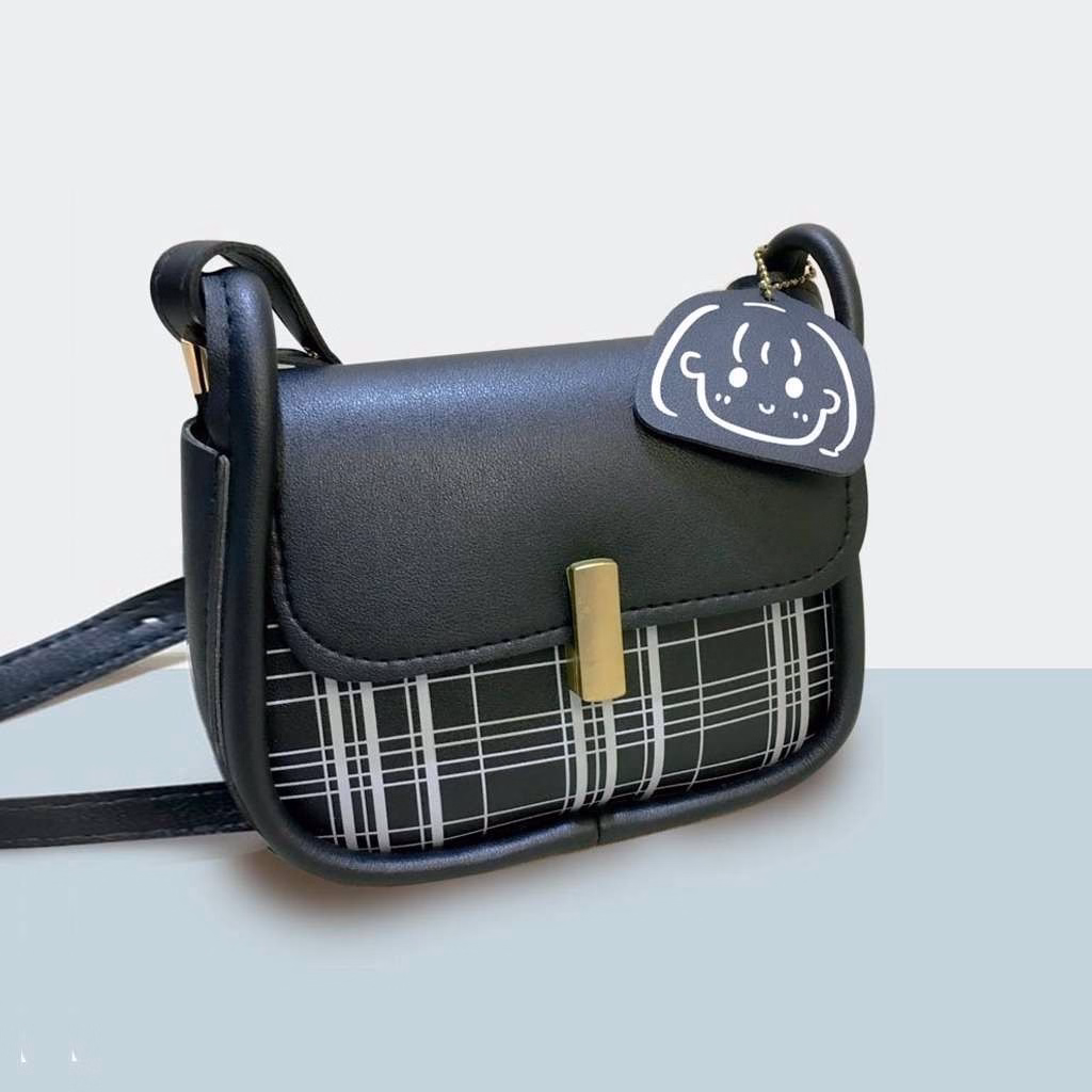 Túi Xách Nữ Họa Tiết Kẻ Caro Kèm Tag Gấu Lv26 - Jinbbq - Ảnh 3