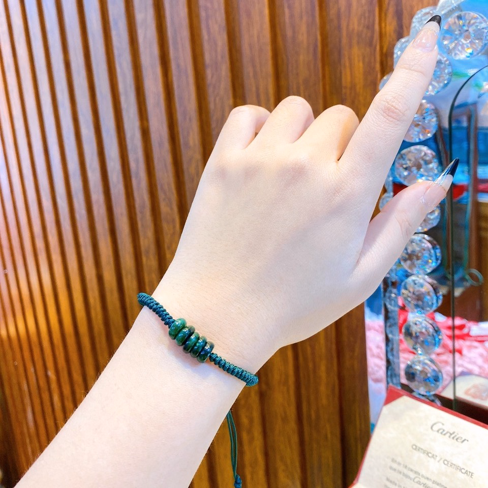 Vòng Tay Ngũ Điếu Ngọc Cẩm Thạch Sơn Thủy Tết Dây Chỉ Xanh - Thắng Giang - Ảnh 3