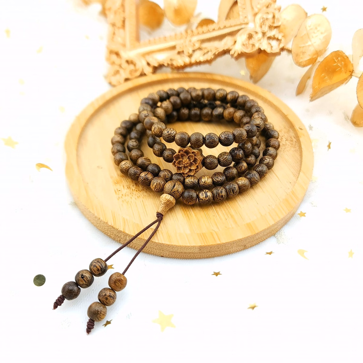 Vòng Tay Trầm Hương Tốc Thiên Nhiên 108 Hạt Phối Sen - Thắng Giang - Ảnh 4