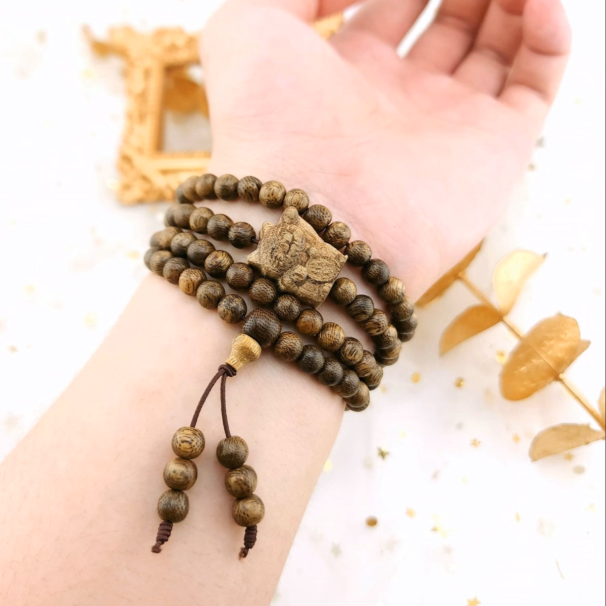 Vòng Tay Trầm Hương Tốc Thiên Nhiên Phối Mèo Thần Tài Chiêu Tài Lộc - Thắng Giang - Ảnh 5