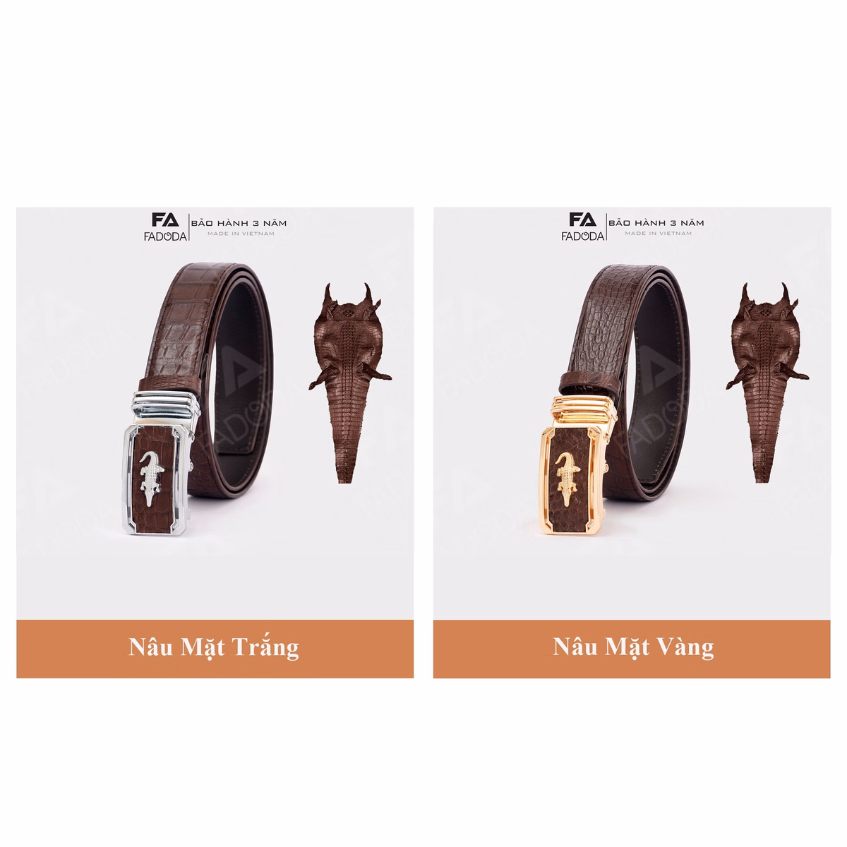 Thắt Lưng Da Cá Sấu Fa Do Da Fcb01Bn Dây Liền Bản Rộng 3.5 Cm - Ảnh 6