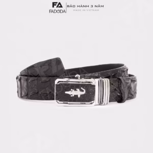 Thắt Lưng Da Cá Sấu Fcb04Gd Bản Ghép 4.0 Cm Da Lưng Gù Màu Đen - Fadoda
