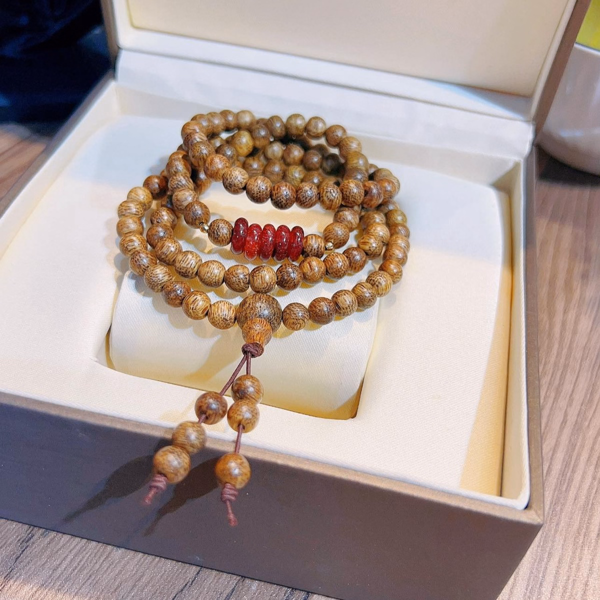 Vòng Tay Trầm Hương Tốc Thiên Nhiên Phối Ngũ Điếu Đá Tự Nhiên - Thắng Giang - Ảnh 4