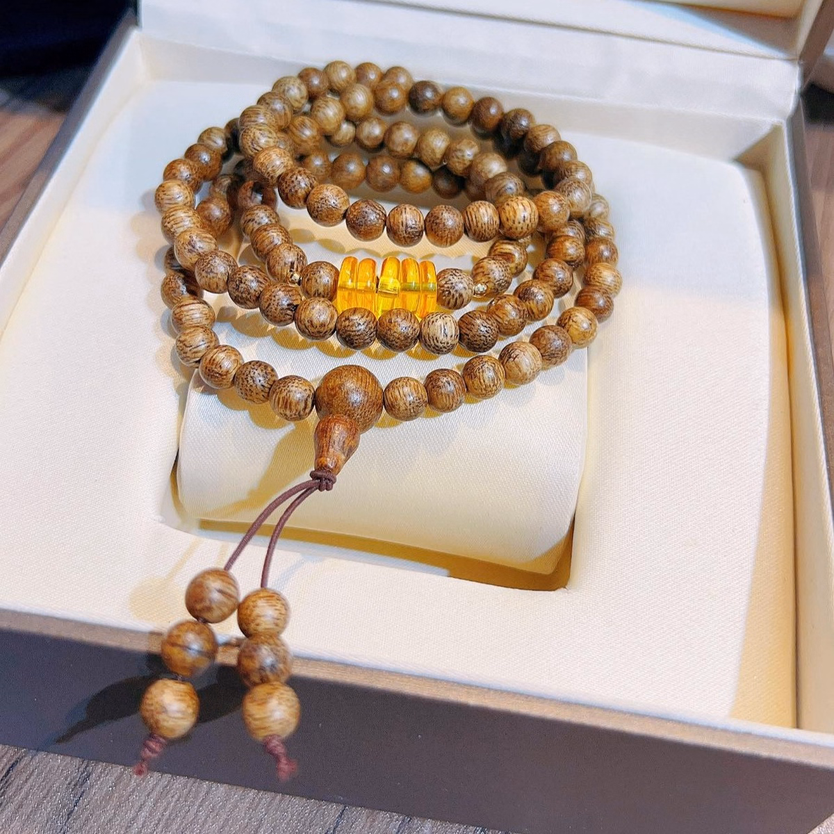 Vòng Tay Trầm Hương Tốc Thiên Nhiên Phối Ngũ Điếu Đá Tự Nhiên - Thắng Giang - Ảnh 5