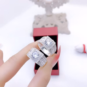 Nhẫn Nam Bạc Ta Cao Cấp Đính Đá Chủ 8 Ly Có Thẻ Hóa Đơn - Thắng Giang