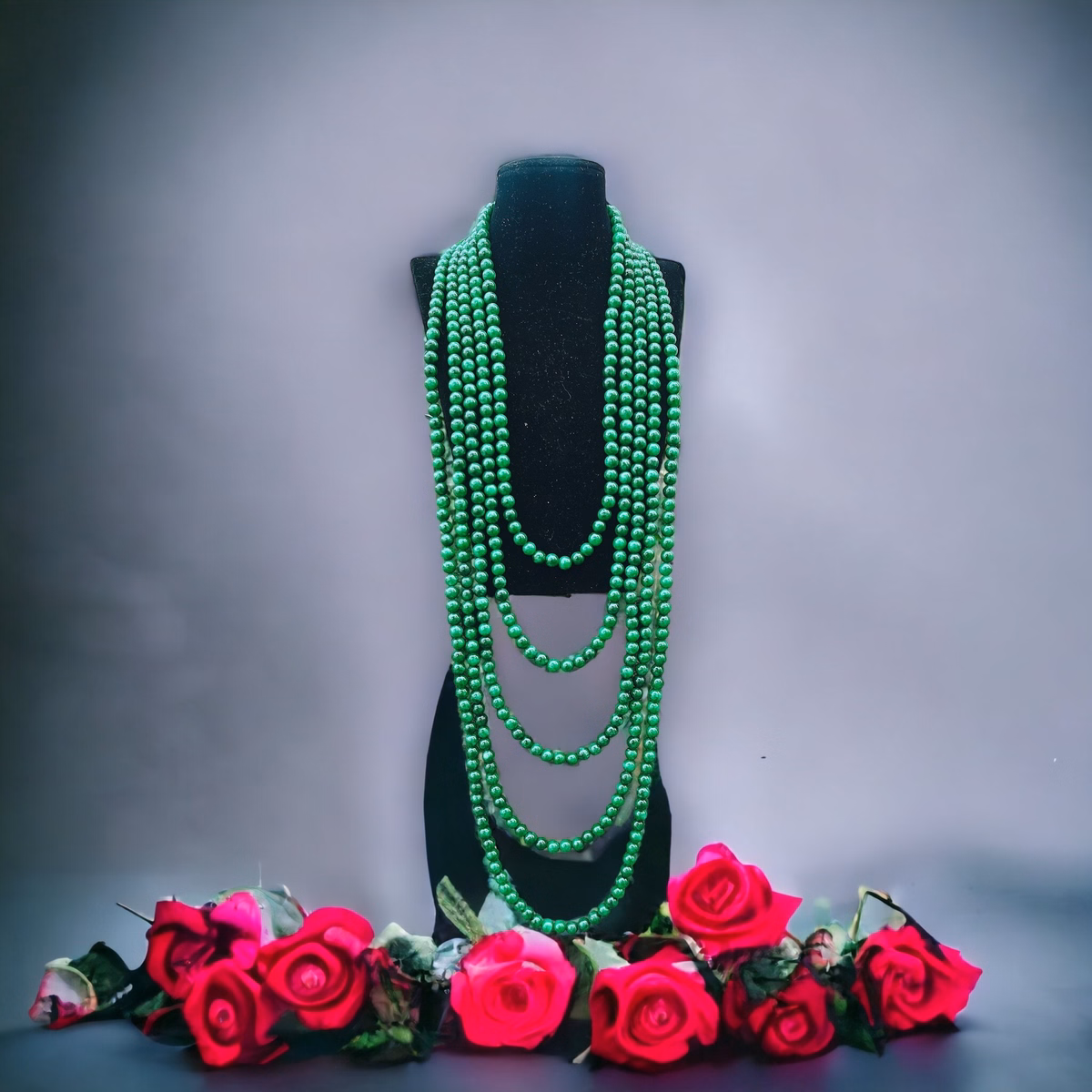 Chuỗi Vòng Cổ Năm Tầng Dáng Dài Cẩm Thạch Hầu Dâng - Thắng Giang