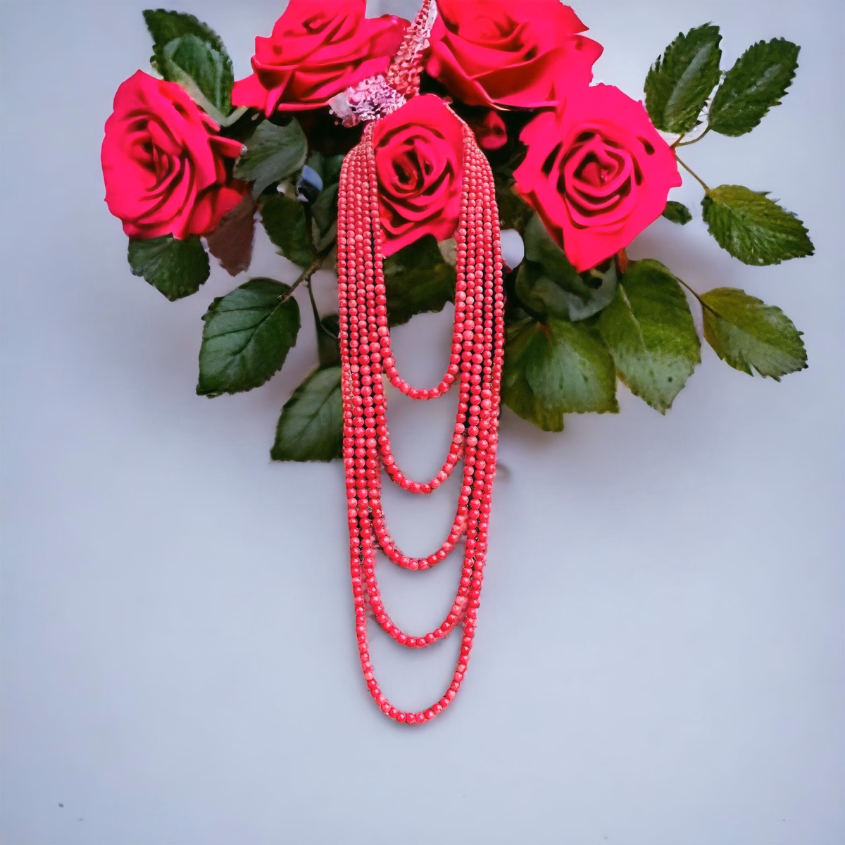 Chuỗi Vòng Cổ Thạch Anh Hồng Vân Năm Tầng Hầu Dâng - Thắng Giang - Ảnh 4