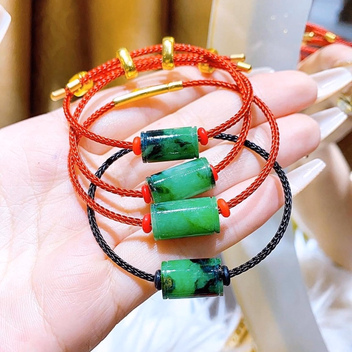 Vòng Tay Lu Thống Ngọc Cẩm Thạch Thiên Nhiên - Trợ Hành Thông - Freesize - Thắng Giang - Ảnh 6