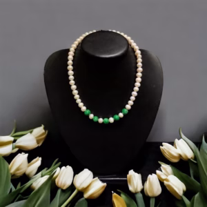 Vòng Cổ Ngọc Trai Nuôi Phối Hạt Ngọc Cẩm Thạch Thiên Nhiên - Thắng Giang