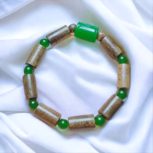 Vòng Tay Nam Trầm Hương Đốt Trúc Phối Lu Thống Ngọc Cẩm Thạch - Thắng Giang