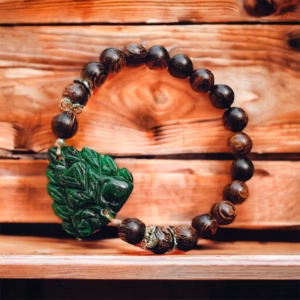 Vòng Tay Hồ Ly Chúa Ngọc Cẩm Thạch Sơn Thủy Thiên Nhiên Phối Trầm Hương Sánh - Thắng Giang