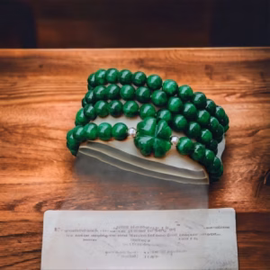 Vòng Tay Cẩm Thạch Phối Cỏ Bốn Lá Thiên Nhiên 108 Hạt - Thắng Giang