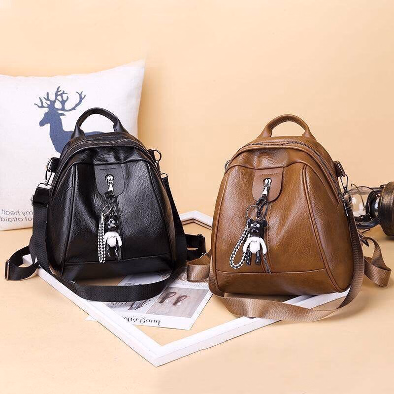 Balo Da Mềm Tặng Kèm Gấu Phong Cách Hàn Quốc Wh9, W411 - Winnie House - Ảnh 2