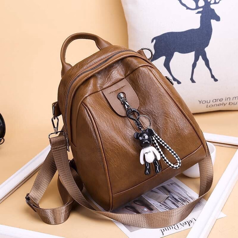 Balo Da Mềm Tặng Kèm Gấu Phong Cách Hàn Quốc Wh9, W411 - Winnie House - Ảnh 3