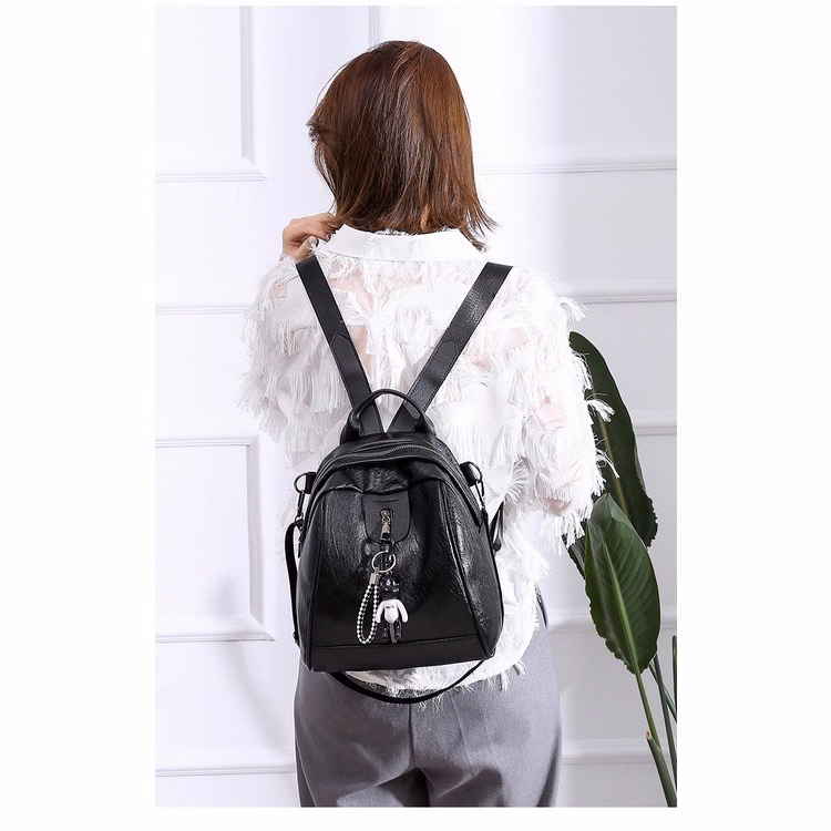 Balo Da Mềm Tặng Kèm Gấu Phong Cách Hàn Quốc Wh9, W411 - Winnie House - Ảnh 12