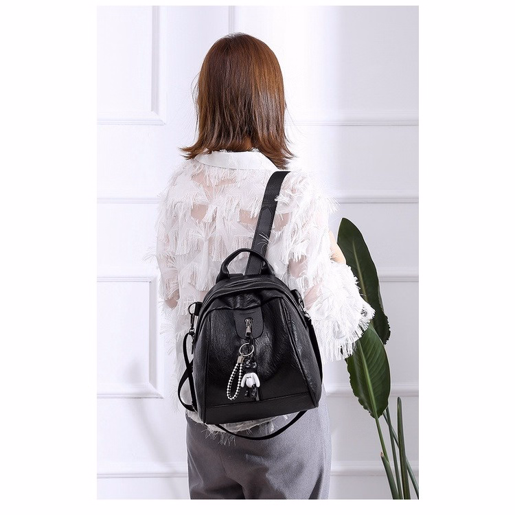 Balo Da Mềm Tặng Kèm Gấu Phong Cách Hàn Quốc Wh9, W411 - Winnie House - Ảnh 4