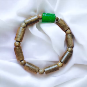 Vòng Tay Nam Trầm Hương Đốt Trúc Phối Lu Thống Cẩm Thạch Khắc - Thắng Giang