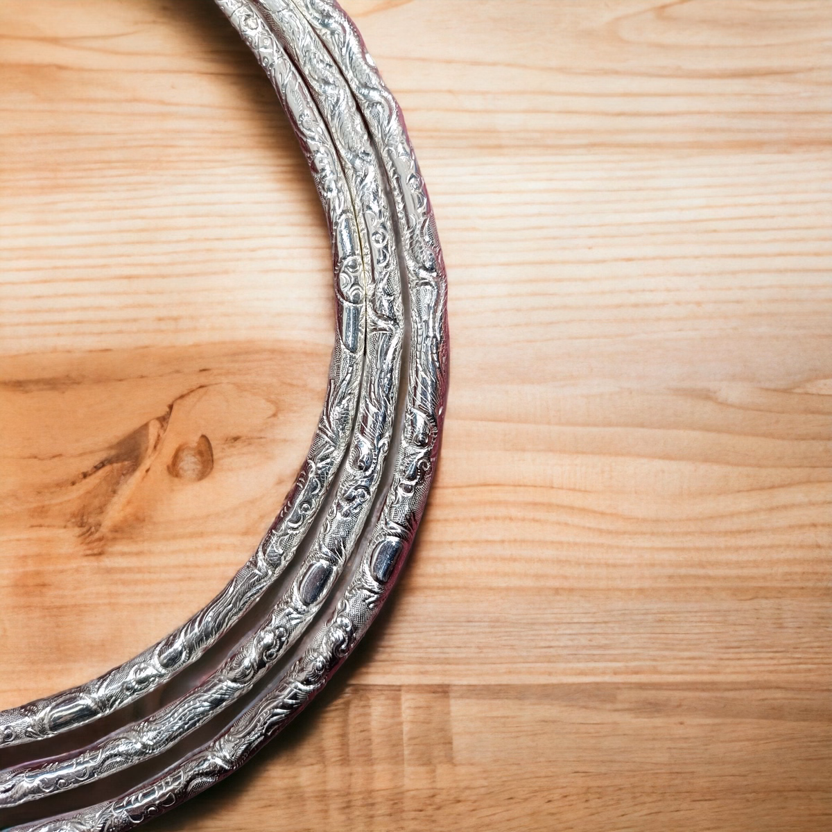 Kiềng Bạc Ta Ba Tầng Nguyên Chất Trạm Rồng Phượng Có Thẻ Hóa Đơn - Thắng Giang - Ảnh 4