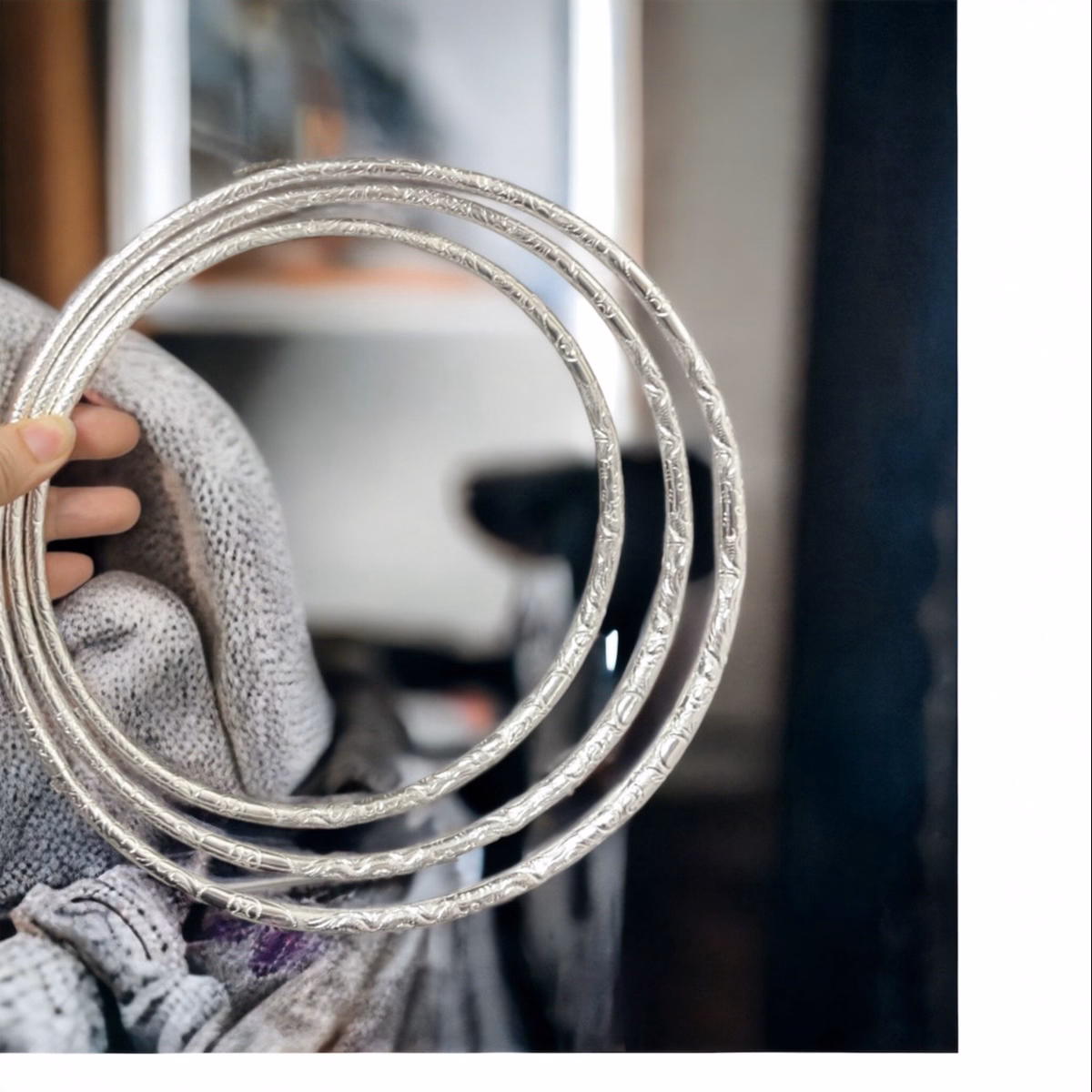 Kiềng Bạc Ta Ba Tầng Nguyên Chất Trạm Rồng Phượng Có Thẻ Hóa Đơn - Thắng Giang - Ảnh 5