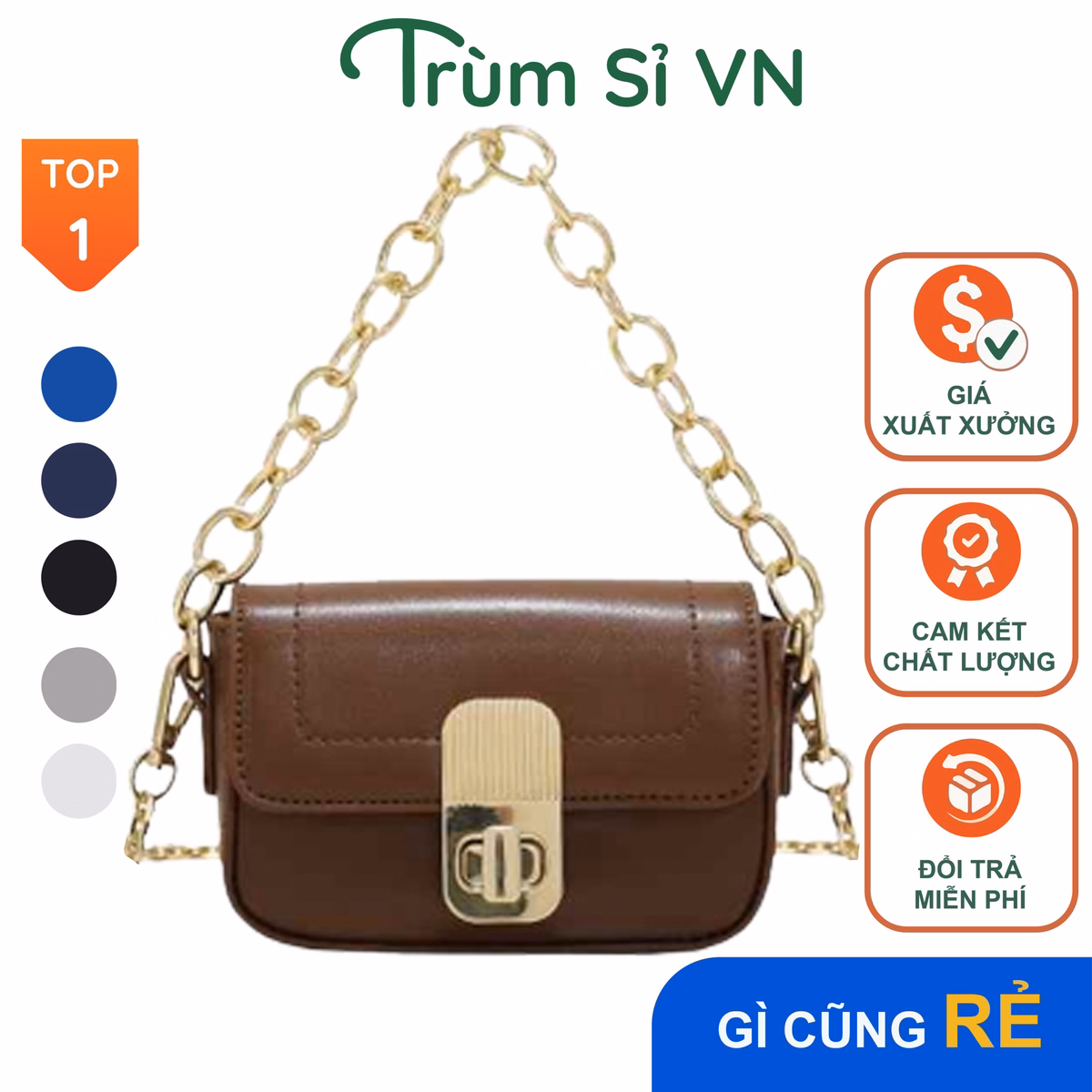 Túi Xách Nữ Mini Đeo Chéo Đeo Vai Cao Cấp Đi Làm Đi Chơi, Khóa Xoay Đẹp Sang Chảnh T096 - Trùm Sỉ Vn