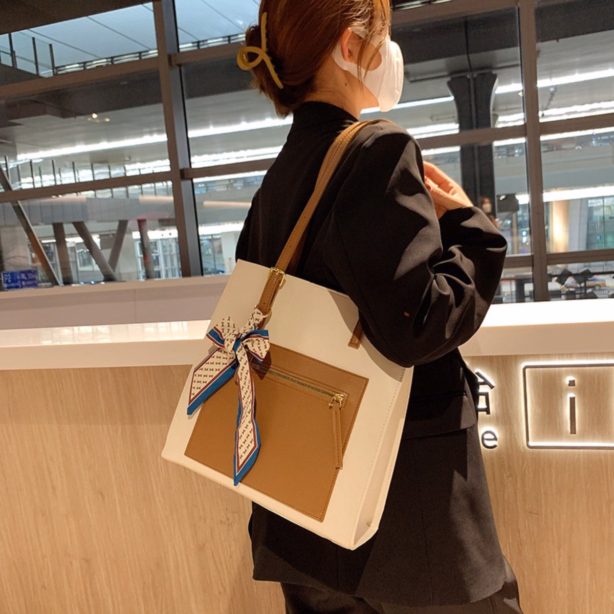 Túi Tote Da Trơn Cao Cấp Đeo Vai Nữ Hàn Quốc Vintage Đẹp Thắt Nơ Kèm Ví Nhỏ Xinh Xắn T088 - Trùm Sỉ Vn - Ảnh 4