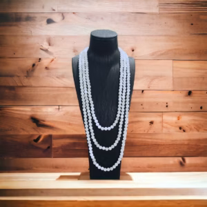 Chuỗi Vòng Cổ Thạch Anh Trắng Ba Tầng Hầu Dâng Thiên Nhiên - Thắng Giang