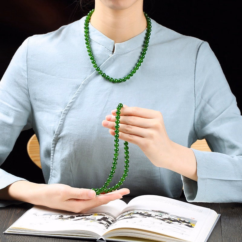 Chuỗi Vòng Cổ Thạch Anh Màu Ngọc Bích 8 Ly - Thắng Giang